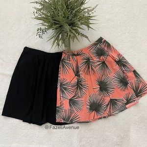 A New Day Set of Two A Line Skirts 1-Black 1-Palm Print Sz S